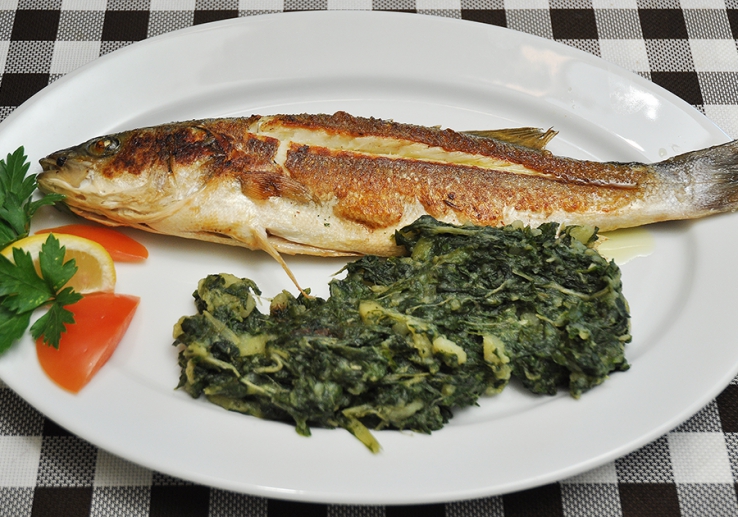 Grilled Sea Bass with Swiss Chard and Potatoes